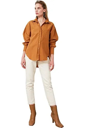 Trendyol Woman Basic Relaxed Standard Collar Woven Shirt Camicia, , 34 Donna