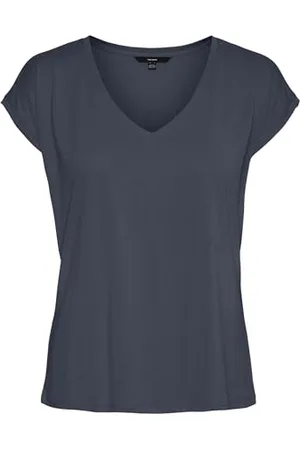 VERO MODA VMFILLI SS V-Neck Tee GA Noos T-Shirt, Ombra Blu, S Donna