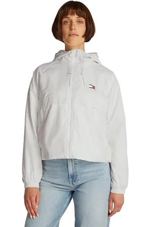 Tommy Hilfiger Donna Giacca a Vento Essential con Cappuccio, Bianco (Ecru), S