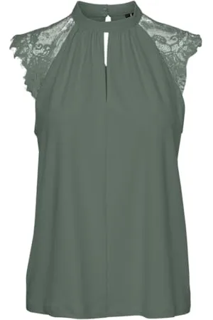 VERO MODA Vmmilla SL Lace Tee Ga Noos T-Shirt, , XS Donna