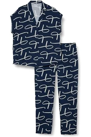 Triumph Donna Boyfriend Fit PW 01, Pajama Set, Blue - Dark Combination, 44
