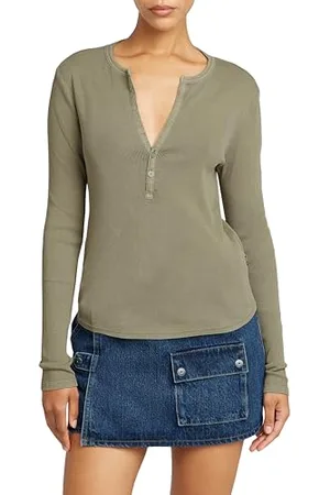 G-Star Donna Deep V-Neck Slim Top, (ensis green gd D26140-D968-G544), L
