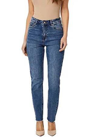 VERO MODA Vmbrenda HR Straight a Cut Gu385 Ga Noos Pantalon-Lifestyle, Blu (Medium Blue Denim), 26W x 30L Donna