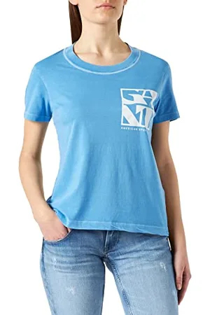 GANT D2. QUADRAT LOGO SS T-SHIRT, T-shirt Donna, ( AZURE BLUE ), L