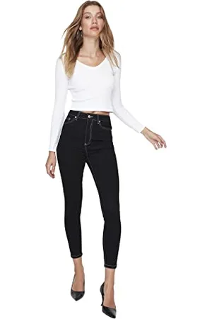 Trendyol Herren Basic Hoher Bund Skinny Jeans, Black, 38 da Donna