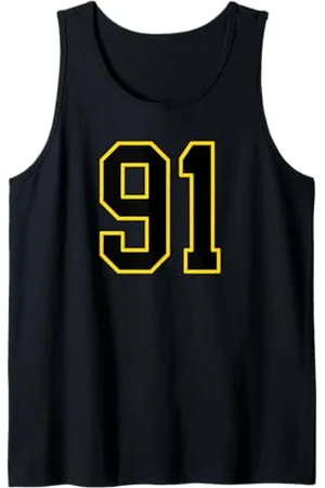 Sports Numbers Store Numero 91 in stile sportivo universitario e giallo Canotta