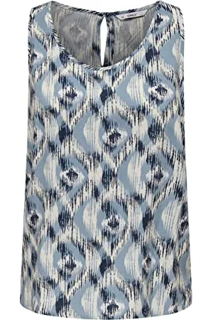 ONLY Onlnova Life S/L Top Ptm, Denim dissolvente/AOP:414 Isla, 42 Donna