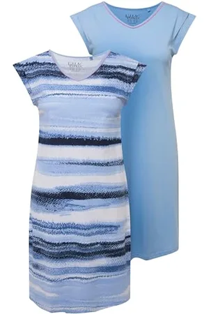 Ulla Popken 2er Bigshirts, Horizon 829473 Maglia Lunga da Notte, , 52-54 Donna