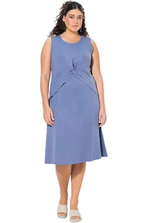 Ulla Popken Jerseykleid mit Knotendetail Abito a Maglia Dettaglio Nodo, Blu Atlantico, 62-64 Donna