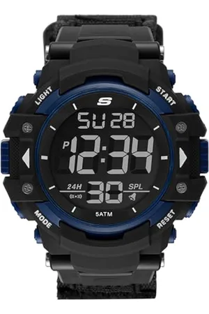 Skechers Orologio Keats da uomo, movimento digitale, 55 mm nero, cassa in policarbonato blu con cinturino in nylon, SR1035