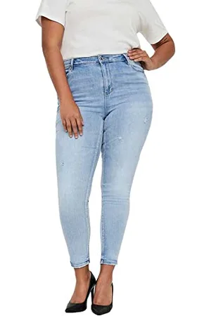 VERO MODA Vmphia HR Skinny J Gu3162 Curve Noos Jeans, Mix Blu Chiaro, 50W x 32L Donna
