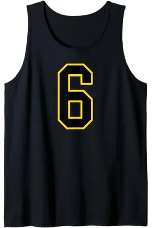 Sports Numbers Store Numero 6 in stile sportivo universitario e giallo Canotta