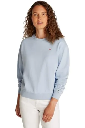 Tommy Hilfiger Donna Felpa Contrast Flag Regular Fit, Blu (Breezy ), M