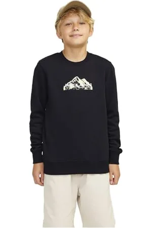 JACK&JONES JUNIOR JCOMOUNTAIN Logo Sweat Crew Neck SN MNI, Maglia di Tuta Bambino, Black