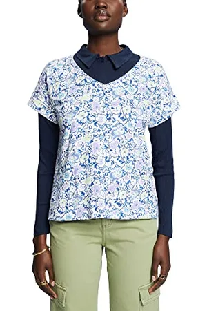 ESPRIT 033ee1k335 T-Shirt, 113/Off White 4, L Donna