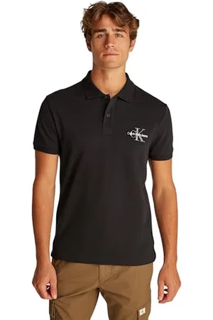 Calvin Klein Uomo Maglietta Polo Maniche Corte Monologo Regular Fit, Nero (Ck ), M