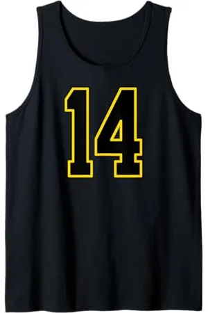 Sports Numbers Store Numero 14 in stile sportivo universitario e giallo Canotta