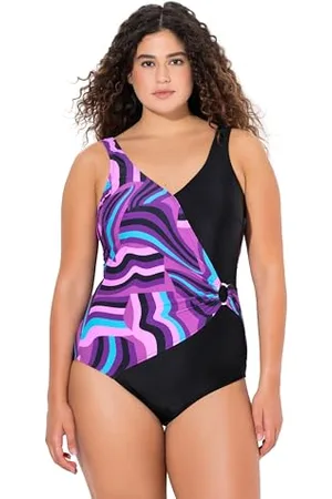 Ulla Popken Badeanzug, Alina, Raffung und Ring Detail Costume Intero, , 52 Donna