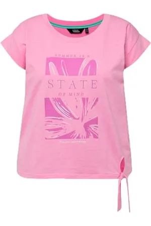 Ulla Popken Top Corto da Legare con Stampa, Oversize 829241 T-Shirt, , 64 IT/66 IT Donna
