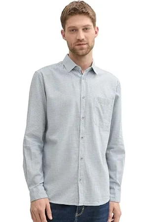 TOM TAILOR 1042648 Camicia, 36016-Struttura a Quadretti di Menta Bianca, M Uomo
