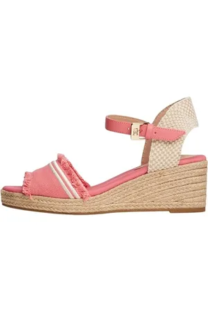 Tommy Hilfiger Fringe Canvas Medium Wedge Fw0fw08879, Espadrillas Zeppa Donna, Pink (Washed Cherry), 40 EU