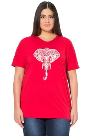 Ulla Popken Mit Tierchendruck, T-Shirt con Stampa Animalier Oversize, , 68 IT/70 IT Donna