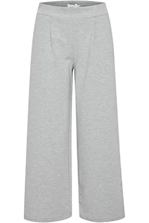 Ichi IHKATE SUS Wide PA Pantaloni Casual, 200318/Grey Melange, L Donna