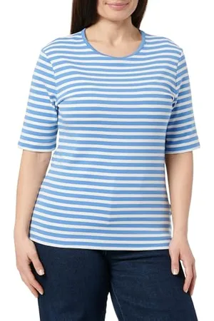 GANT Slim Striped 1x1 Ribbed SS T-Shirt, Sailor Blue, XXL Donna