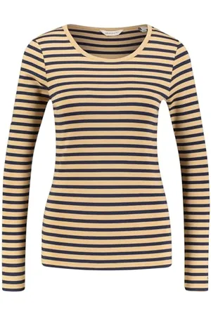 GANT Slim Striped 1X1 Ribbed LS T-Shirt, T-Shirt Donna,