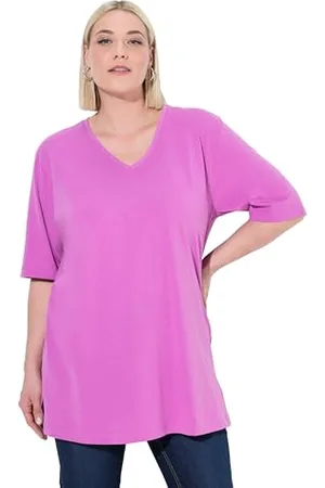 Ulla Popken T-Shirt, V-Ausschnitt, Relaxed, Halbarm Maglietta Basic a V, , 46-48 Große Größen Donna