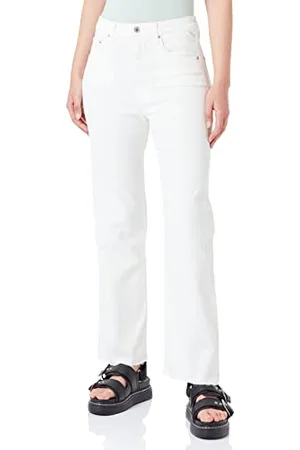 Replay Jeans Donna Reyne Straight Fit Super Elasticizzati, Bianco , W31 x L28
