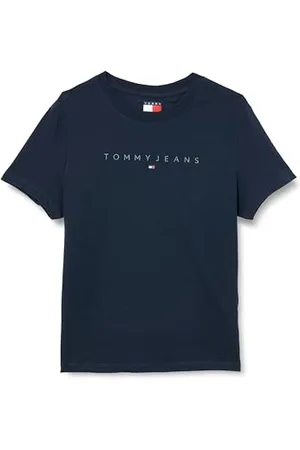 Tommy Hilfiger Donna T-Shirt Maniche Corte Tonal Linear Tee Slim Fit, Blu (Dark Night Navy), XL