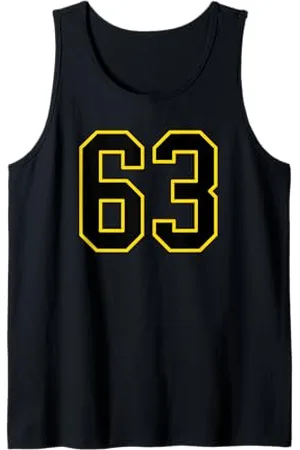 Sports Numbers Store Numero 63 in stile sportivo universitario e giallo Canotta