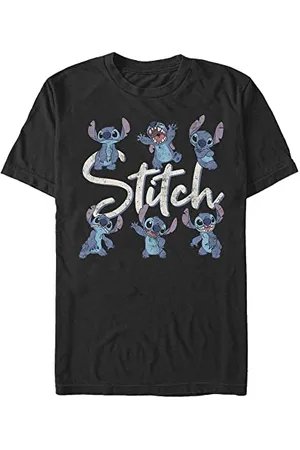 Disney Lilo Stitch Poses Organic Short Sleeve T-Shirt, Black, XL Unisex