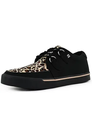 TUK Vegan Creeper Sneaker - Scarpe da Ginnastica da Uomo e da Donna - Colore Nero e Stampa Leopardo - Stile Punk, Goth e Rocker in Pelle e Scarpe Stringate - Taglia EU40