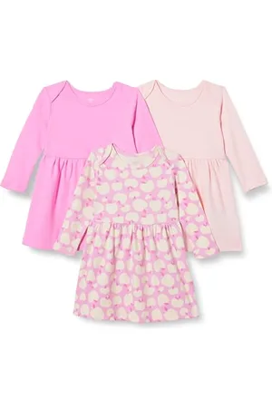 Amazon Abito in Cotone A Maniche Lunghe Bambine e Ragazze, Pacco da 3, , 2 Anni
