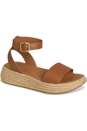 FitFlop F-Mode Espadrille Leather Flatform a/Strap Sandals, Sandali Donna, , 40 EU