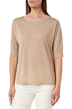 Geox Maglietta W T-Shirt, Semolina con Lurex, L Donna