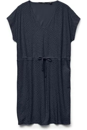 VERO MODA Moda Abito Donna con Scollo a V, Maniche Corte e Cintura in Vita, Colore: , Taglia:XL