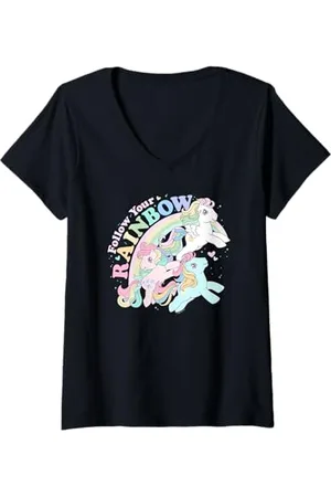 My Little Pony Donna Pride Follow Your Rainbow Retro Group Shot Maglietta con Collo a V