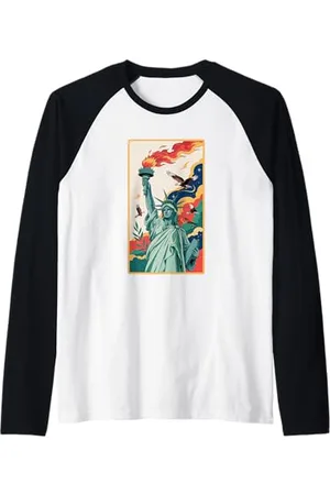 American Needle Lady Liberty America Maglia con Maniche Raglan