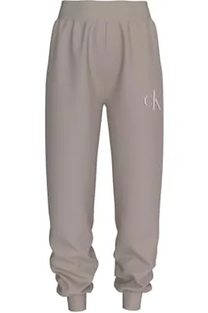 Calvin Klein Donna Pantaloni da Jogging Raised Embroidery Ck Jog Pant Regular Fit, Grigio , L