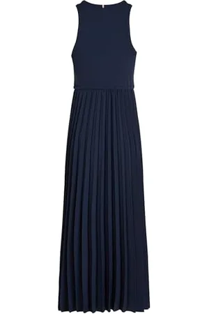 Tommy Hilfiger Abito Donna Midi Dress senza Maniche, Blu (Dark Night Navy), S
