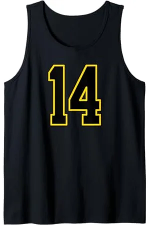Sports Numbers Store Numero 14 in stile sportivo universitario e giallo Canotta