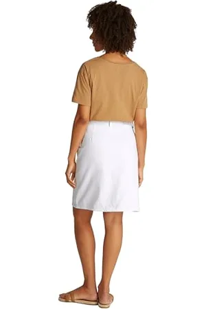 Tommy Hilfiger Donna Gonna in Jeans Straight Lunghezza al Ginocchio, Bianco (Th Optic ), 46