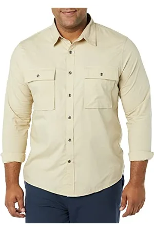 Amazon Camicia Multiuso con Due Tasche a Maniche Lunghe vestibilità Aderente (in precedenza Goodthreads) Uomo, , L Tall
