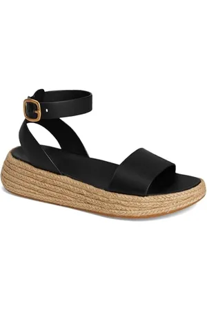 FitFlop F-Mode Espadrille Leather Flatform a/Strap Sandals, Sandali Donna, , 37 EU