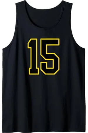 Sports Numbers Store Numero 15 in stile sportivo universitario e giallo Canotta