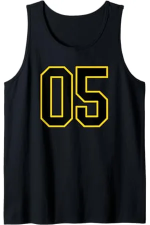 Sports Numbers Store Numero 5 in stile sportivo universitario e giallo Canotta