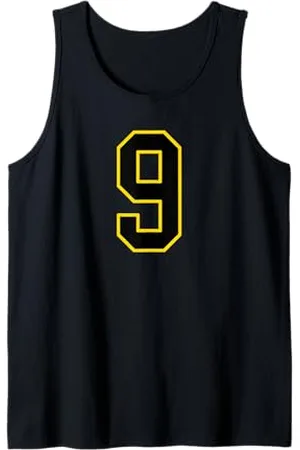 Sports Numbers Store Numero 9 in stile sportivo universitario e giallo Canotta